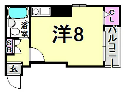 ロイヤルエール新神戸(ワンルーム/6階)の間取り写真