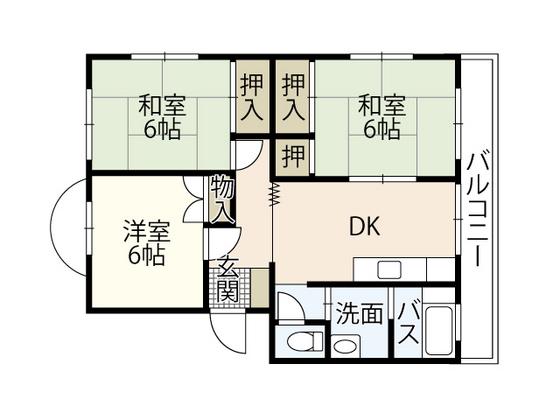 阿瀬波コーポ(3DK/3階)の間取り写真