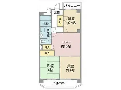 トーク21(3DK/3階)の間取り写真