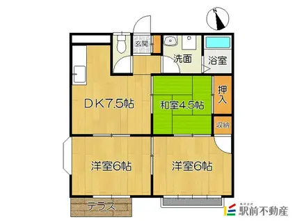 タイムスペース曽根崎(3DK/1階)の間取り写真