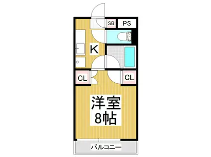 アップルズS(1K/1階)の間取り写真