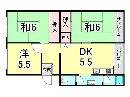 星陵台1号棟(3DK/1階)の間取り写真