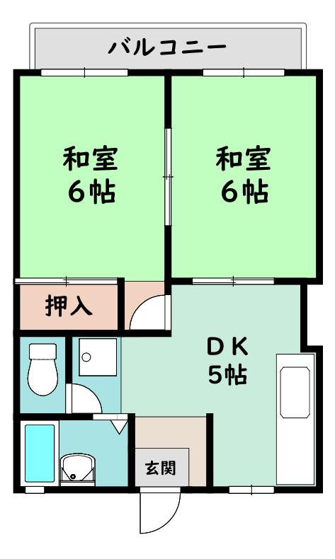 フォーブル黒原(2DK/2階)の間取り写真