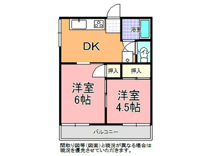 日吉ハイツ(2DK/2階)の間取り写真