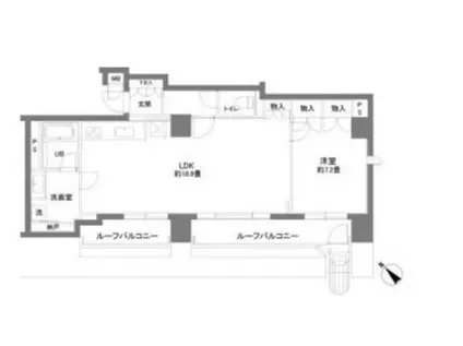 カスタリアお茶の水(1LDK/7階)の間取り写真