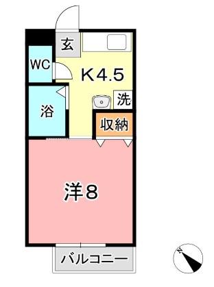パルティールC(1DK/2階)の間取り写真
