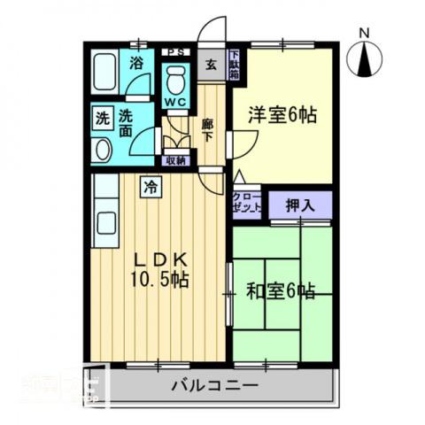 グレースハタオカ(2LDK/1階)の間取り写真