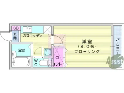 フラッツ青山(1K/1階)の間取り写真