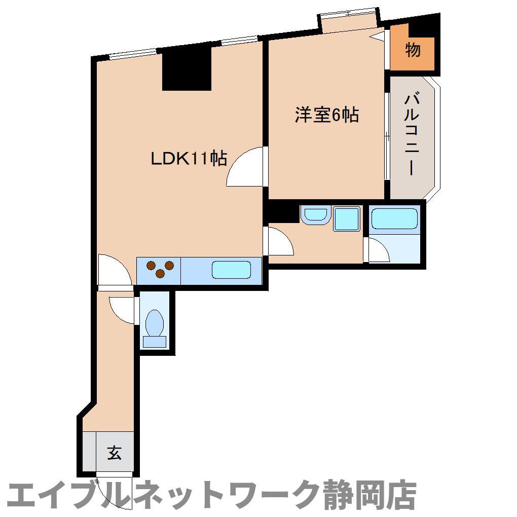 ゾーナ・ヴェルデ(1LDK/3階)の間取り写真