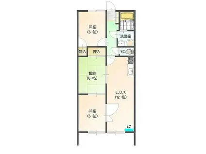 ハイツWEALIII(3LDK/1階)の間取り写真