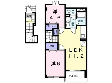 モクレレ(2LDK/2階)の間取り写真