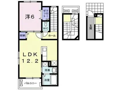 ジェルメ IX(1LDK/3階)の間取り写真