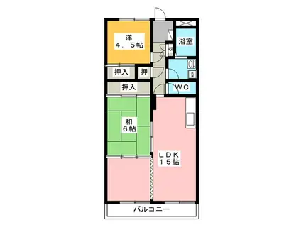 徒士町アパルトメント(2LDK/1階)の間取り写真