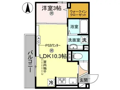 トリシアシャトー(1LDK/3階)の間取り写真