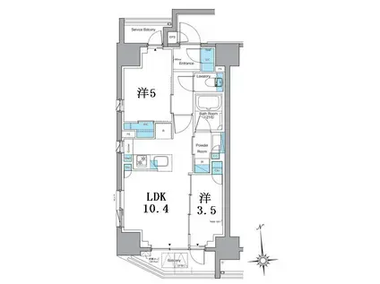 LEFOND PROGRES上野稲荷町(2LDK/6階)の間取り写真