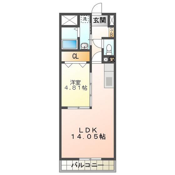 S-FORT四日市ZEAL(1LDK/2階)の間取り写真