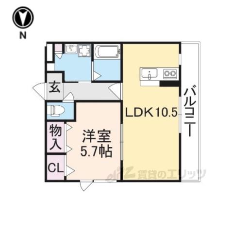 結充IMMEUBLE B館(1LDK/2階)の間取り写真