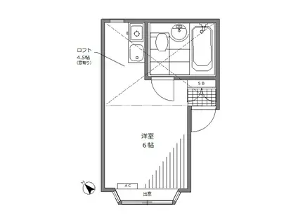 テラス赤堤(ワンルーム/1階)の間取り写真