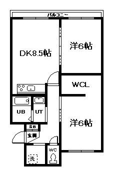 新都ハイツ レジェ(2DK/3階)の間取り写真