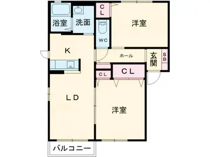 レシデンシア小森野E棟(2LDK/2階)の間取り写真