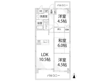 ルピナス南大路(3LDK/8階)の間取り写真