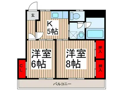 エステート山崎(2K/2階)の間取り写真
