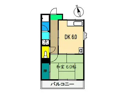 安芸ガーデン(1DK/2階)の間取り写真