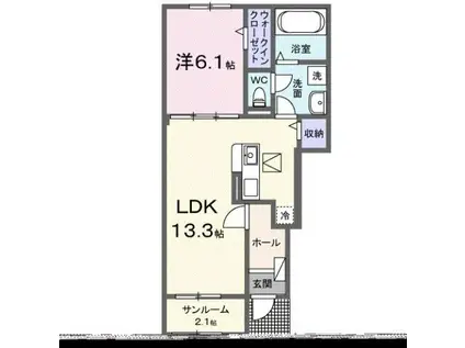 カーサ・ラッフィナートII B(1LDK/1階)の間取り写真