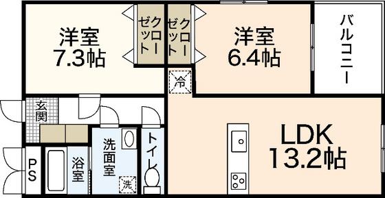 CANTATA(2LDK/1階)の間取り写真