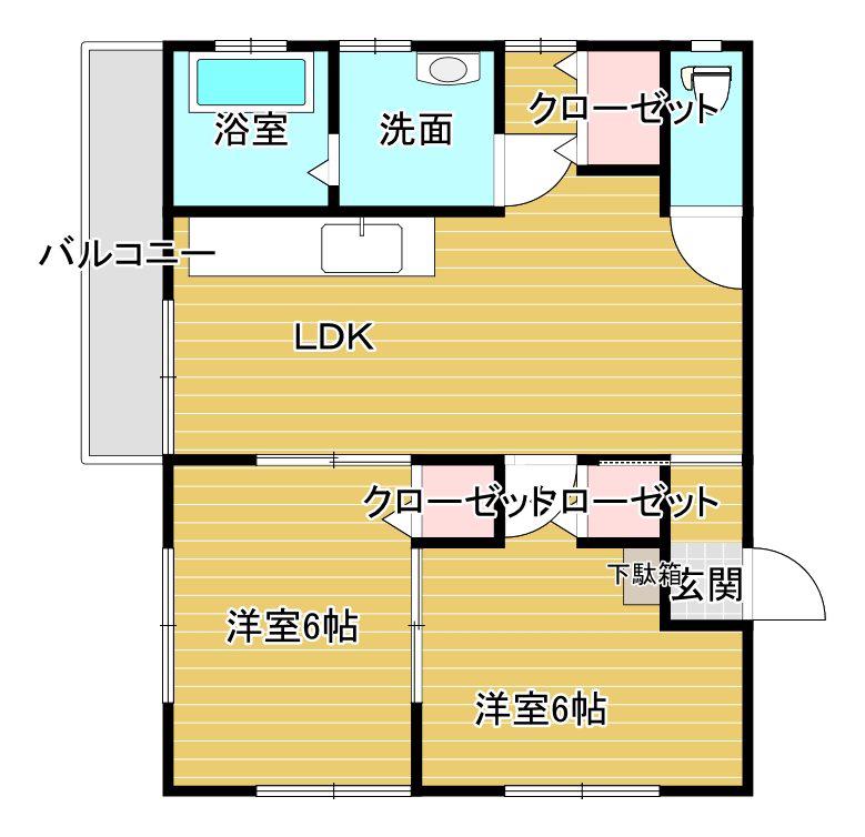 シーサイドヴィレッジ(2LDK/1階)の間取り写真