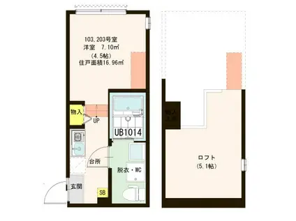 ハーモニーテラス北小岩IV(ワンルーム/2階)の間取り写真