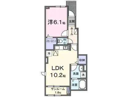 アイランドヒルズ右籾 II(1LDK/1階)の間取り写真