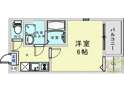 EMIA千里丘(1K/1階)の間取り写真