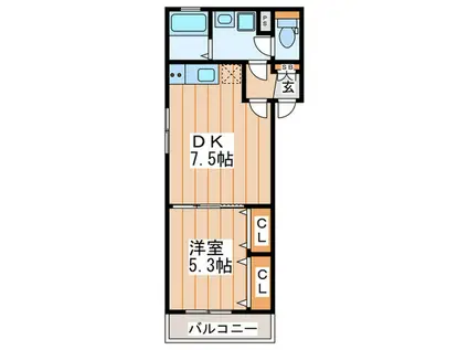 ALEGRIA寝屋川秦町(1DK/1階)の間取り写真