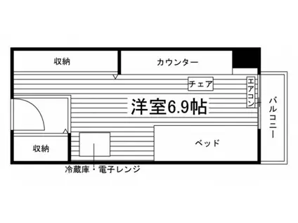 学生会館ユニハーモニー藤が丘(ワンルーム/2階)の間取り写真