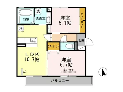 ボヌールK(2LDK/3階)の間取り写真
