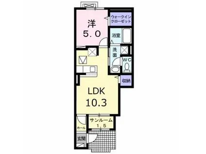 ＪＲ信越本線 越後石山駅 徒歩13分 2階建 築1年(1LDK/1階)の間取り写真