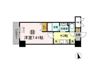 アンクレージュ西船橋(1K/4階)の間取り写真