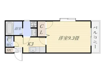 ＪＲ鹿児島本線 鹿児島中央駅 徒歩9分 4階建 築22年(1K/2階)の間取り写真