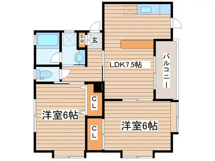 ファーストハイツ I(2LDK/1階)の間取り写真