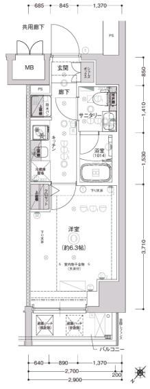 CREST TAPP SHIN YOKOHAMA(1K/10階)の間取り写真