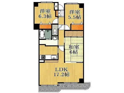 アイングレース八千代(3LDK/4階)の間取り写真