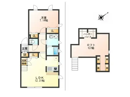 プリマチャオ府中(1LDK/1階)の間取り写真
