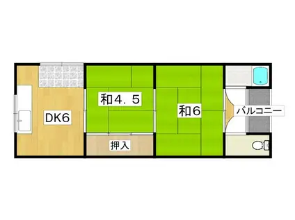 山本ハイツ(2DK/2階)の間取り写真