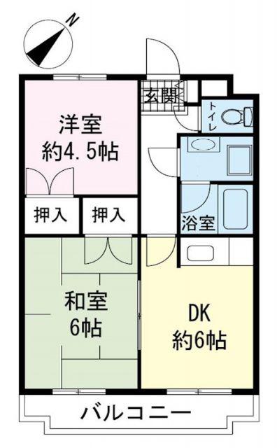 山之井プラザ(2DK/1階)の間取り写真