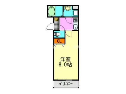 ジーメゾン千葉長洲ベルビュー(1K/2階)の間取り写真