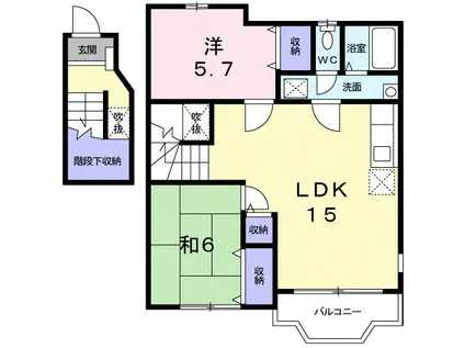 サンライズ(2LDK/2階)の間取り写真