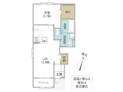 シャルマン酒門 R(1LDK/1階)の間取り写真
