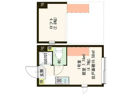 HARMONY SQUARE桜上水(ワンルーム/2階)の間取り写真