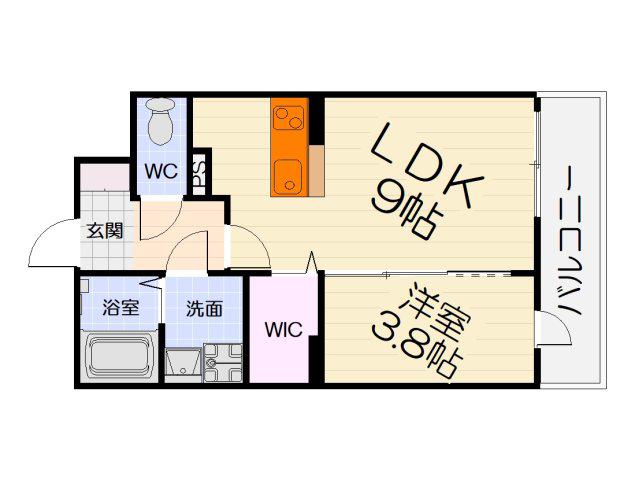 サザンクレスト高師浜(1LDK/2階)の間取り写真